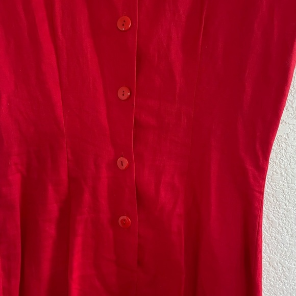 Kenar | Vintage red cap sleeve shoulder pads dress size 6 - Picture 5 of 7